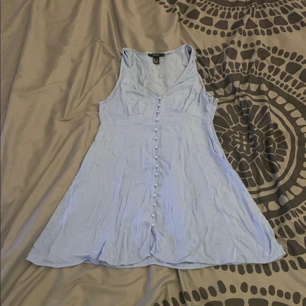 Blue Sleeveless Buttoned summer dress